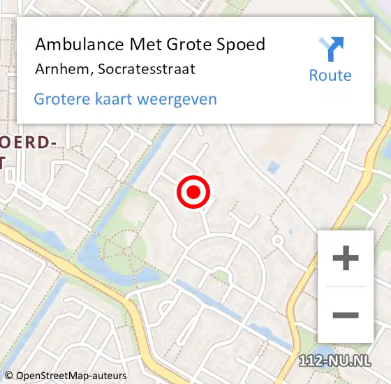 Locatie op kaart van de 112 melding: Ambulance Met Grote Spoed Naar Arnhem, Socratesstraat op 5 augustus 2022 02:13