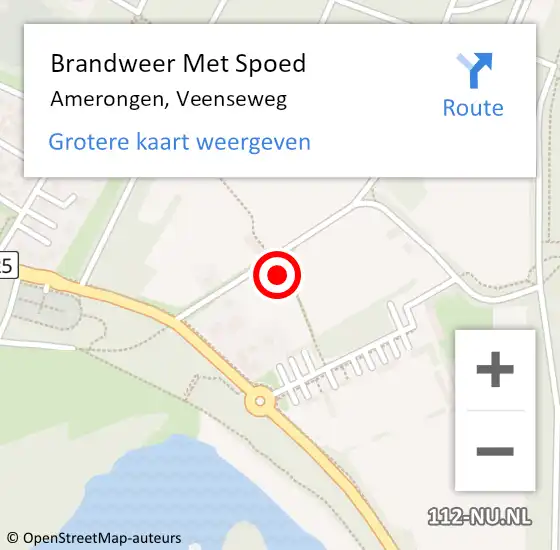 Locatie op kaart van de 112 melding: Brandweer Met Spoed Naar Amerongen, Veenseweg op 5 augustus 2022 03:23