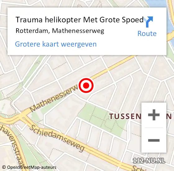 Locatie op kaart van de 112 melding: Trauma helikopter Met Grote Spoed Naar Rotterdam, Mathenesserweg op 5 augustus 2022 04:52