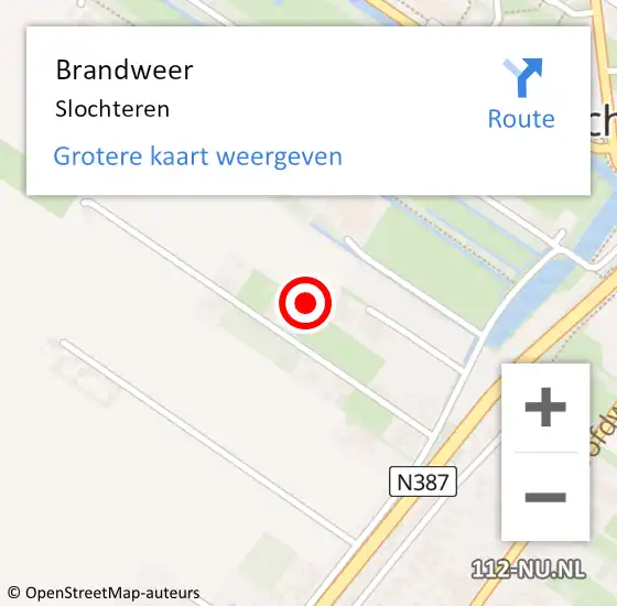 Locatie op kaart van de 112 melding: Brandweer Slochteren op 5 augustus 2022 07:28