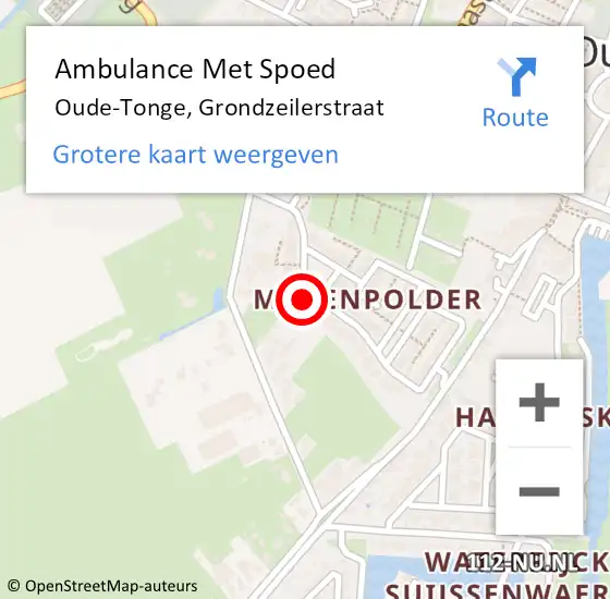 Locatie op kaart van de 112 melding: Ambulance Met Spoed Naar Oude-Tonge, Grondzeilerstraat op 5 augustus 2022 07:59