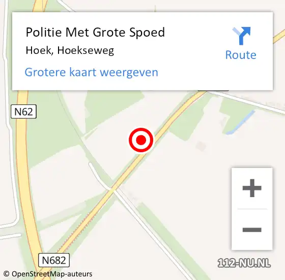 Locatie op kaart van de 112 melding: Politie Met Grote Spoed Naar Hoek, Hoekseweg op 5 augustus 2022 08:04