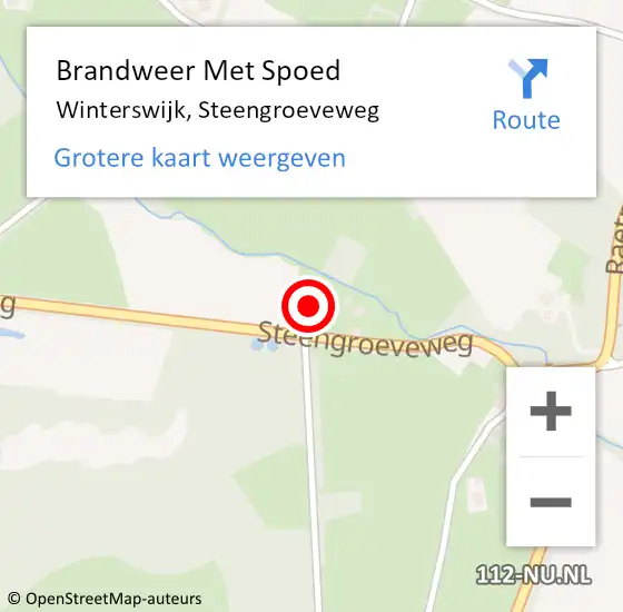 Locatie op kaart van de 112 melding: Brandweer Met Spoed Naar Winterswijk, Steengroeveweg op 5 augustus 2022 08:08