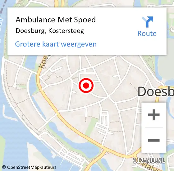 Locatie op kaart van de 112 melding: Ambulance Met Spoed Naar Doesburg, Kostersteeg op 5 augustus 2022 08:13