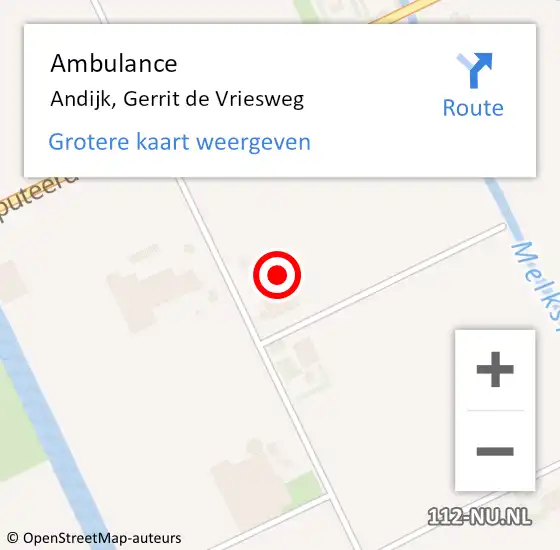 Locatie op kaart van de 112 melding: Ambulance Andijk, Gerrit de Vriesweg op 5 augustus 2022 08:42