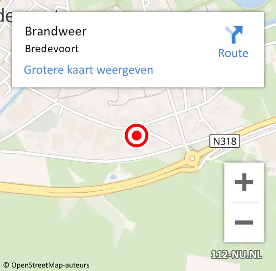 Locatie op kaart van de 112 melding: Brandweer Bredevoort op 5 augustus 2022 08:47