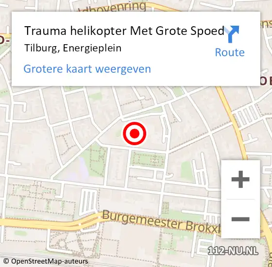 Locatie op kaart van de 112 melding: Trauma helikopter Met Grote Spoed Naar Tilburg, Energieplein op 5 augustus 2022 09:32