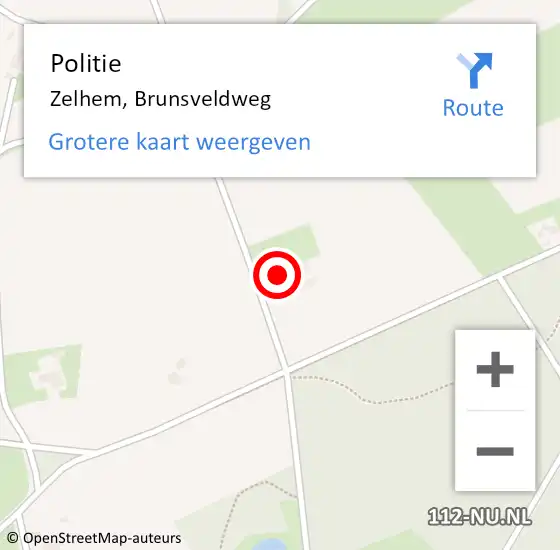 Locatie op kaart van de 112 melding: Politie Zelhem, Brunsveldweg op 5 augustus 2022 10:34