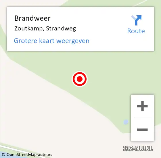 Locatie op kaart van de 112 melding: Brandweer Zoutkamp, Strandweg op 5 augustus 2022 10:46