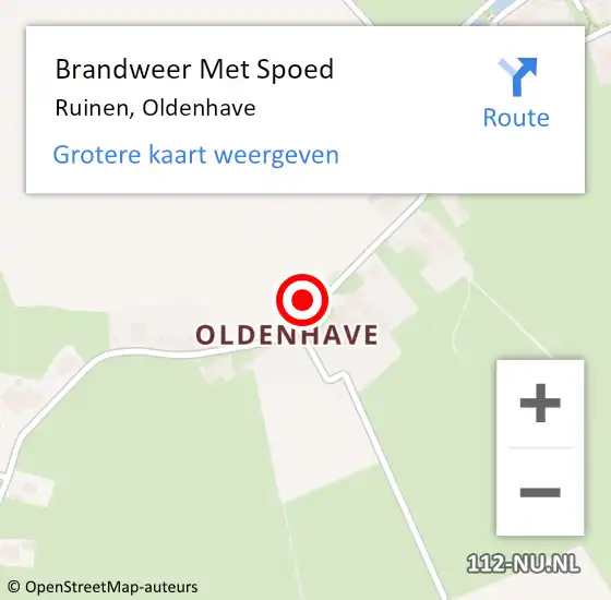 Locatie op kaart van de 112 melding: Brandweer Met Spoed Naar Ruinen, Oldenhave op 5 augustus 2022 10:49