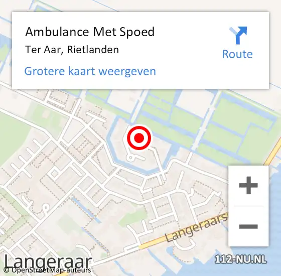 Locatie op kaart van de 112 melding: Ambulance Met Spoed Naar Ter Aar, Rietlanden op 5 augustus 2022 10:57