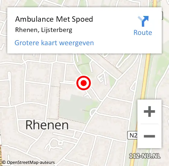 Locatie op kaart van de 112 melding: Ambulance Met Spoed Naar Rhenen, Lijsterberg op 5 augustus 2022 11:03