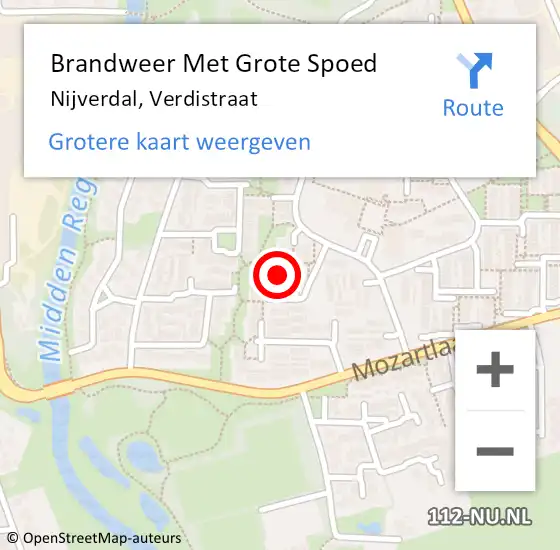 Locatie op kaart van de 112 melding: Brandweer Met Grote Spoed Naar Nijverdal, Verdistraat op 5 augustus 2022 11:22