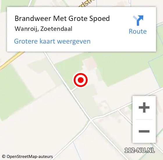 Locatie op kaart van de 112 melding: Brandweer Met Grote Spoed Naar Wanroij, Zoetendaal op 5 augustus 2022 11:24