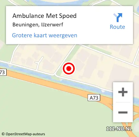 Locatie op kaart van de 112 melding: Ambulance Met Spoed Naar Beuningen, IJzerwerf op 5 augustus 2022 11:27