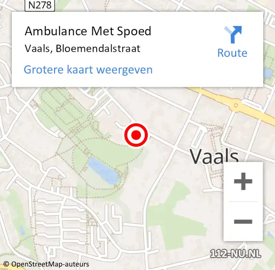 Locatie op kaart van de 112 melding: Ambulance Met Spoed Naar Vaals, Bloemendalstraat op 25 juli 2014 12:12