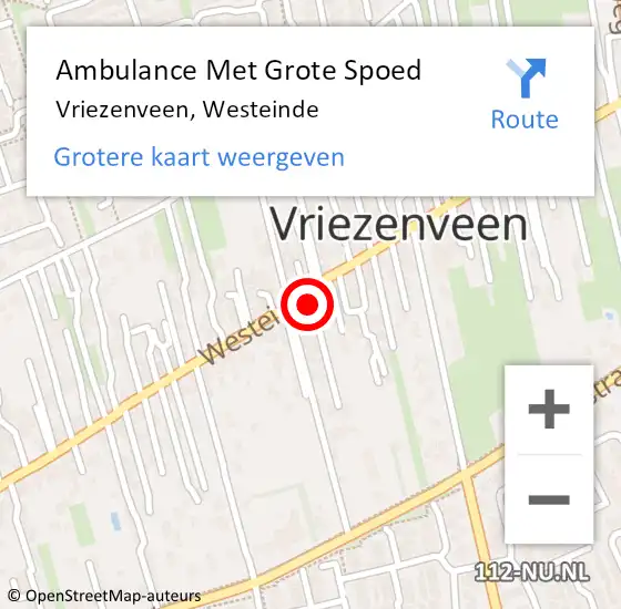 Locatie op kaart van de 112 melding: Ambulance Met Grote Spoed Naar Vriezenveen, Westeinde op 5 augustus 2022 11:59