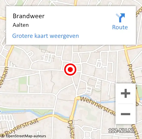 Locatie op kaart van de 112 melding: Brandweer Aalten op 5 augustus 2022 12:06