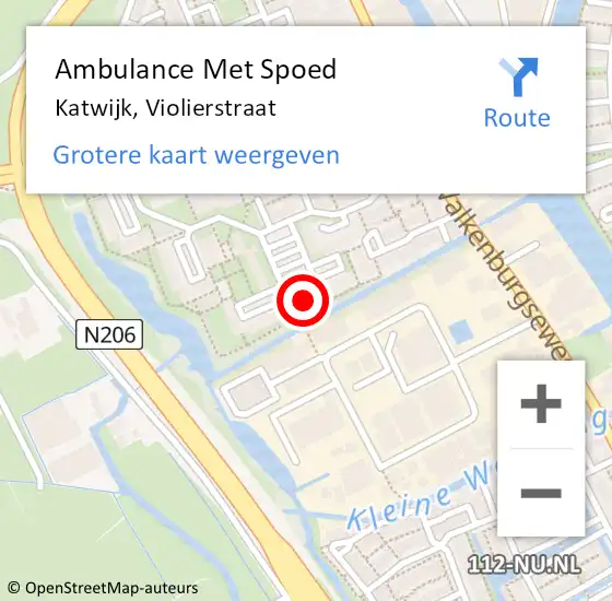 Locatie op kaart van de 112 melding: Ambulance Met Spoed Naar Katwijk, Violierstraat op 5 augustus 2022 12:18