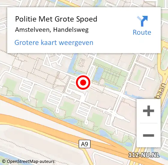 Locatie op kaart van de 112 melding: Politie Met Grote Spoed Naar Amstelveen, Handelsweg op 5 augustus 2022 12:21