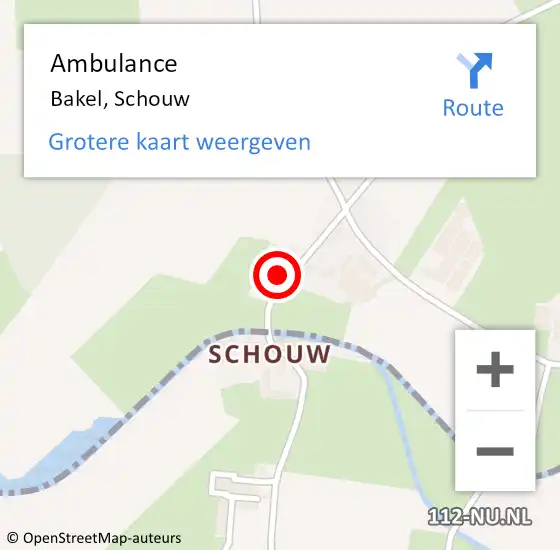 Locatie op kaart van de 112 melding: Ambulance Bakel, Schouw op 5 augustus 2022 12:31