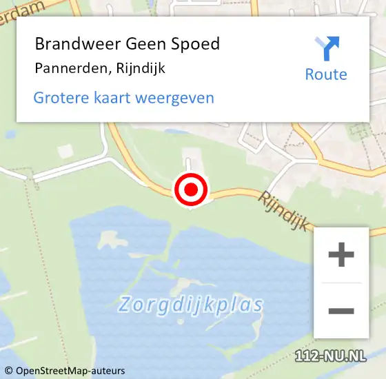 Locatie op kaart van de 112 melding: Brandweer Geen Spoed Naar Pannerden, Rijndijk op 5 augustus 2022 12:37