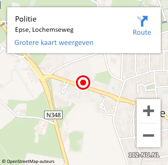 Locatie op kaart van de 112 melding: Politie Epse, Lochemseweg op 5 augustus 2022 12:54