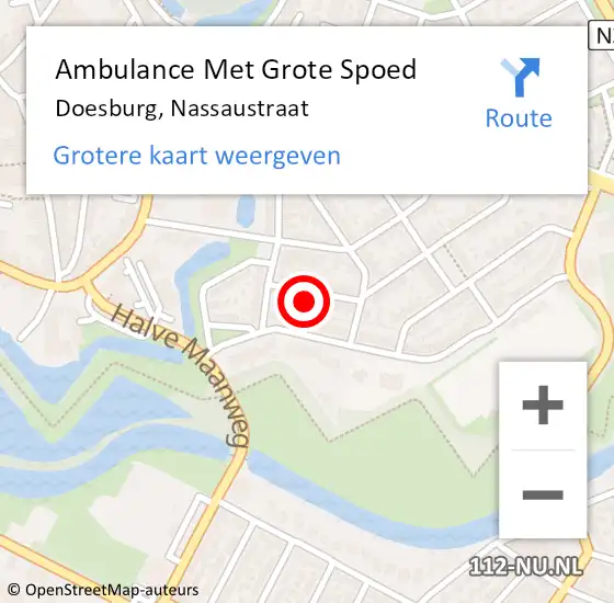 Locatie op kaart van de 112 melding: Ambulance Met Grote Spoed Naar Doesburg, Nassaustraat op 5 augustus 2022 13:00