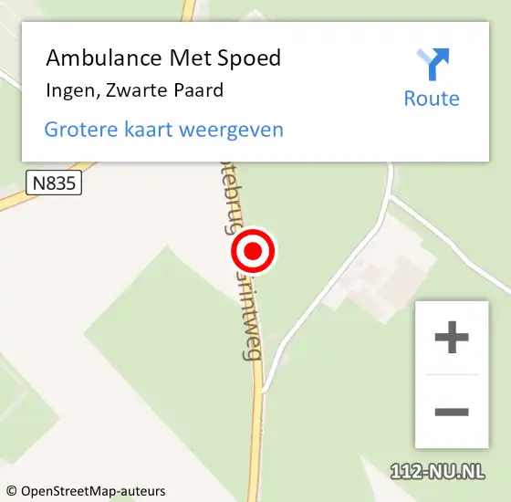 Locatie op kaart van de 112 melding: Ambulance Met Spoed Naar Ingen, Zwarte Paard op 5 augustus 2022 13:01