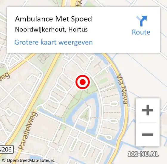 Locatie op kaart van de 112 melding: Ambulance Met Spoed Naar Noordwijkerhout, Hortus op 5 augustus 2022 13:03