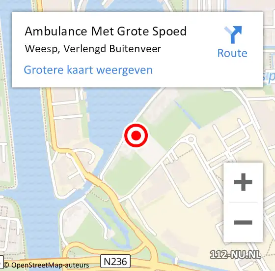 Locatie op kaart van de 112 melding: Ambulance Met Grote Spoed Naar Weesp, Verlengd Buitenveer op 5 augustus 2022 13:15