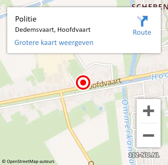 Locatie op kaart van de 112 melding: Politie Dedemsvaart, Hoofdvaart op 5 augustus 2022 13:37