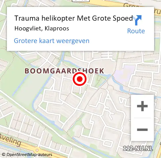 Locatie op kaart van de 112 melding: Trauma helikopter Met Grote Spoed Naar Hoogvliet, Klaproos op 5 augustus 2022 13:37