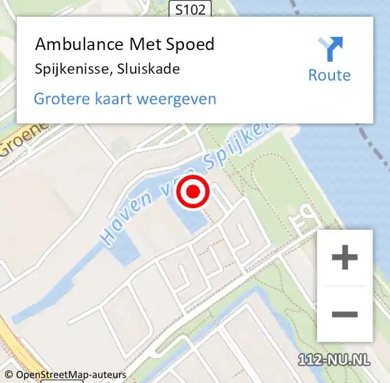 Locatie op kaart van de 112 melding: Ambulance Met Spoed Naar Spijkenisse, Sluiskade op 5 augustus 2022 13:38