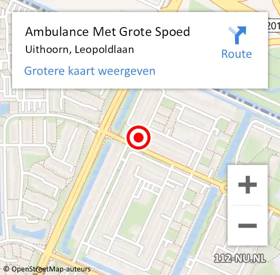 Locatie op kaart van de 112 melding: Ambulance Met Grote Spoed Naar Uithoorn, Leopoldlaan op 5 augustus 2022 13:54