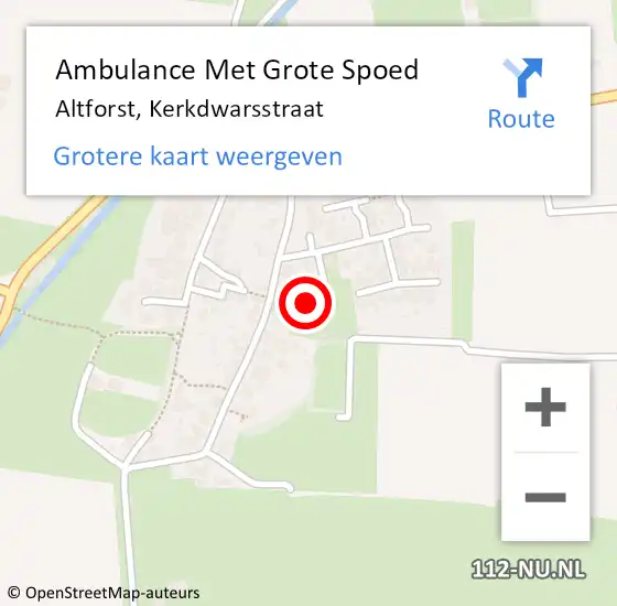 Locatie op kaart van de 112 melding: Ambulance Met Grote Spoed Naar Altforst, Kerkdwarsstraat op 5 augustus 2022 14:27