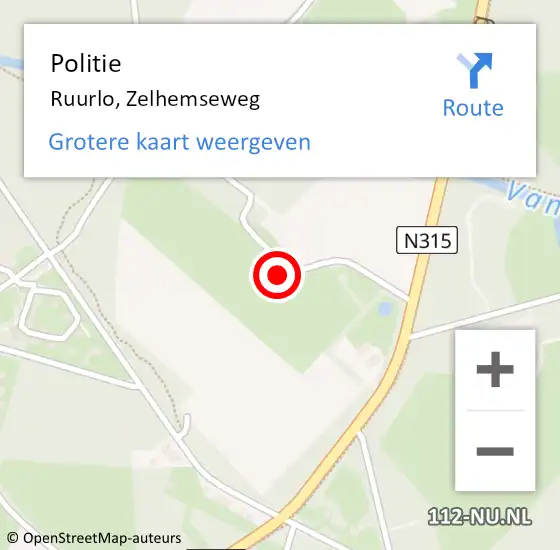 Locatie op kaart van de 112 melding: Politie Ruurlo, Zelhemseweg op 5 augustus 2022 14:29