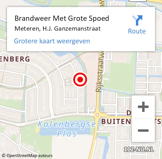 Locatie op kaart van de 112 melding: Brandweer Met Grote Spoed Naar Meteren, H.J. Ganzemanstraat op 5 augustus 2022 14:36