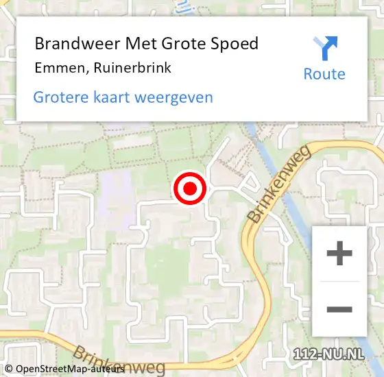 Locatie op kaart van de 112 melding: Brandweer Met Grote Spoed Naar Emmen, Ruinerbrink op 5 augustus 2022 14:38