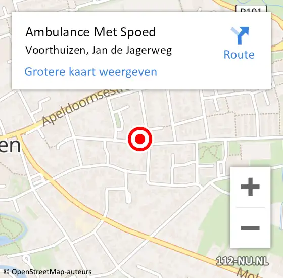 Locatie op kaart van de 112 melding: Ambulance Met Spoed Naar Voorthuizen, Jan de Jagerweg op 5 augustus 2022 14:39