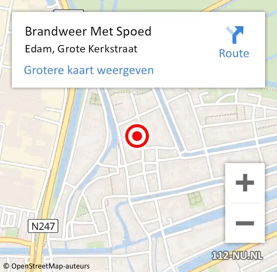 Locatie op kaart van de 112 melding: Brandweer Met Spoed Naar Edam, Grote Kerkstraat op 5 augustus 2022 14:43