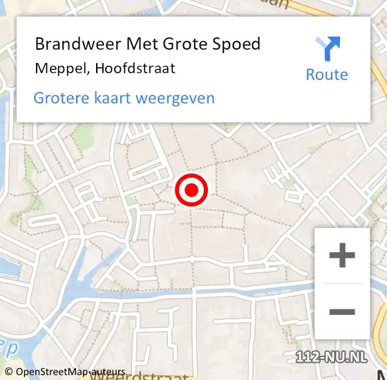 Locatie op kaart van de 112 melding: Brandweer Met Grote Spoed Naar Meppel, Hoofdstraat op 5 augustus 2022 14:51