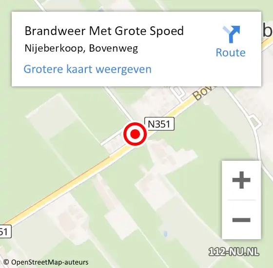 Locatie op kaart van de 112 melding: Brandweer Met Grote Spoed Naar Nijeberkoop, Bovenweg op 25 juli 2014 12:28