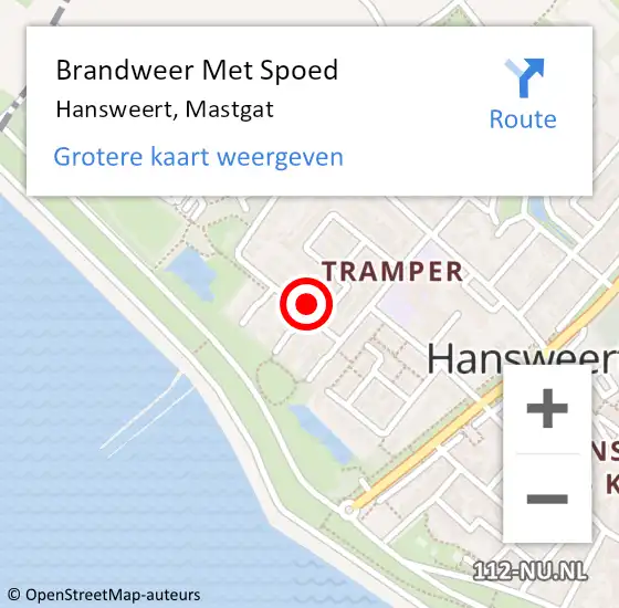 Locatie op kaart van de 112 melding: Brandweer Met Spoed Naar Hansweert, Mastgat op 5 augustus 2022 14:58