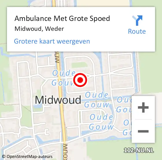 Locatie op kaart van de 112 melding: Ambulance Met Grote Spoed Naar Midwoud, Weder op 5 augustus 2022 15:13