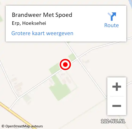 Locatie op kaart van de 112 melding: Brandweer Met Spoed Naar Erp, Hoeksehei op 5 augustus 2022 15:21