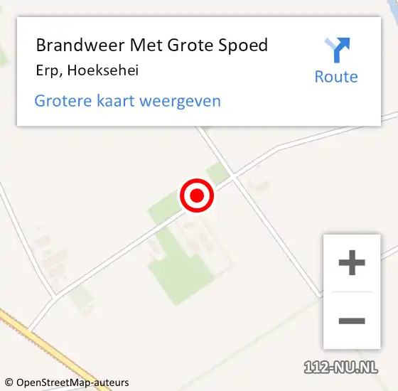 Locatie op kaart van de 112 melding: Brandweer Met Grote Spoed Naar Erp, Hoeksehei op 5 augustus 2022 15:23