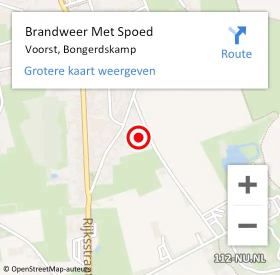 Locatie op kaart van de 112 melding: Brandweer Met Spoed Naar Voorst, Bongerdskamp op 5 augustus 2022 15:52