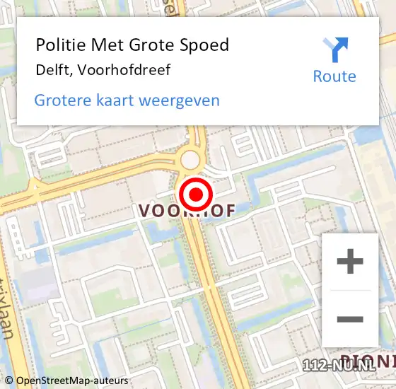 Locatie op kaart van de 112 melding: Politie Met Grote Spoed Naar Delft, Voorhofdreef op 5 augustus 2022 15:57