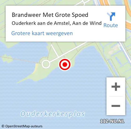 Locatie op kaart van de 112 melding: Brandweer Met Grote Spoed Naar Ouderkerk aan de Amstel, Aan de Wind op 5 augustus 2022 16:00